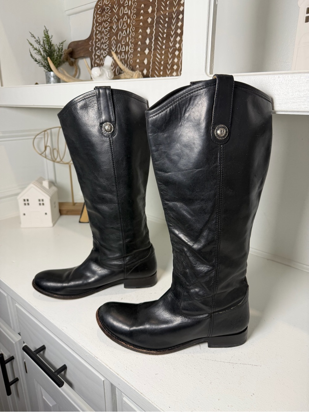 Frye Womens 7.5B Black Leather Tall Riding Boots Western Equestrian